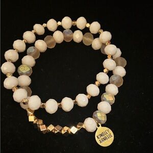 Kinsley Armelle Cream and Gold Pearl Bracelet Set